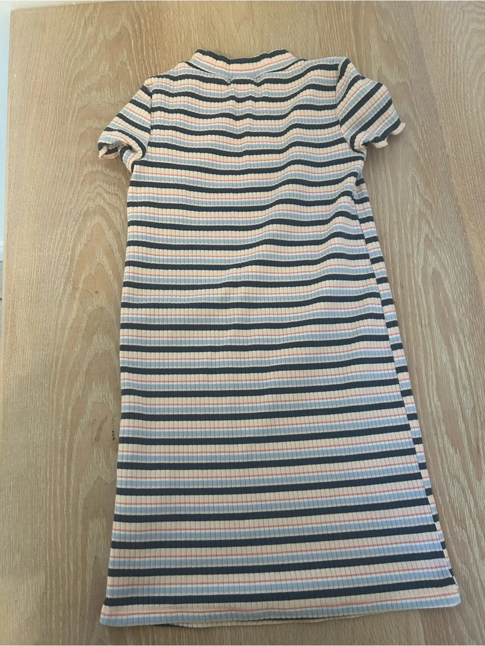 OshKosh B'gosh Cream, Blue & Pink Striped Ribbed Knit Dress